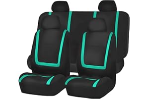 FH Group Car Seat Covers Full Set Cloth - Universal Fit Automotive Seat Covers, Low Back Front Seat Covers, Solid Back Seat Cover, Washable Car Seat Cover for SUV, Sedan and Van Mint