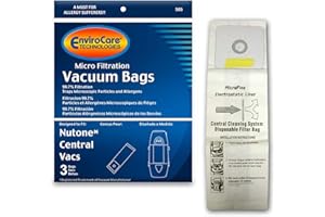 Nutone Microlined Central Vacuum Bags 391, CF391 6/gal Allergen by Envirocare 3PK # 505