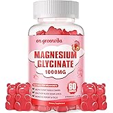 Magnesium Glycinate Gummies 1000mg - Sugar Free Magnesium Potassium Supplement with Vitamin D, B6, CoQ10 for Calm Mood & Sleep Support - 60 Strawberry Gummies