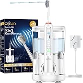 Electric Toothbrush with Water Flosser,Professional Flossing Toothbrush,W | Plaque Removal, Rechargeable,5 Brush Modes &amp; 3 Flossing Speeds,500ML,Water Flosser for Teeth Cleaning and Flossing