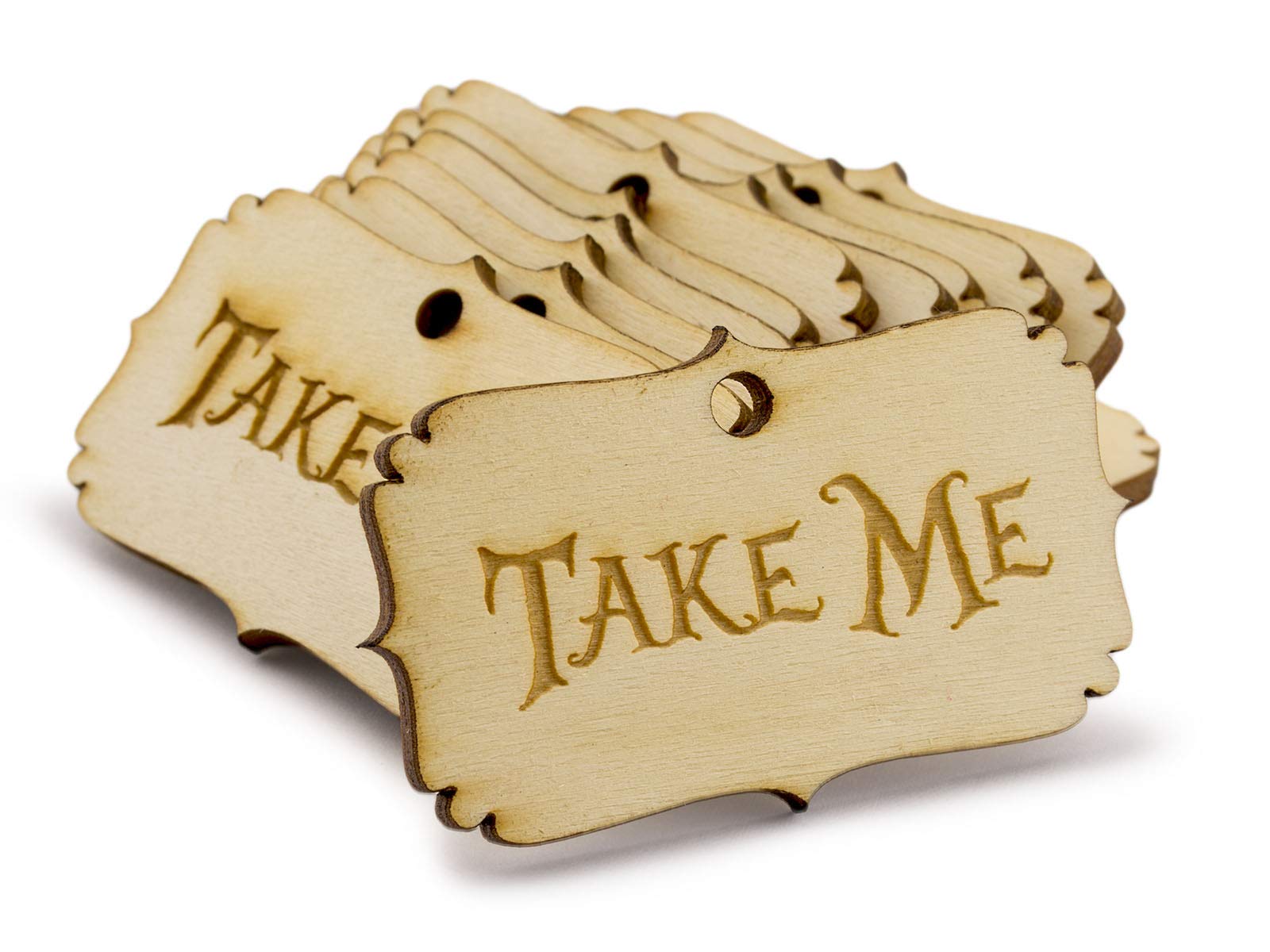 Summer-Ray 50pcs Alice in The Wonderland Wooden Party Favour Tags (Take Me)