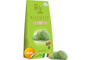 Perle di Sole Pistachio Shortbread Cookies - Biscotti Italian Cookies Great for Gifting or Coffee Breaks - Gourmet, Made in Italy Gifts - Imported Italian Snacks - Pistachio Snacks (7.05 oz)