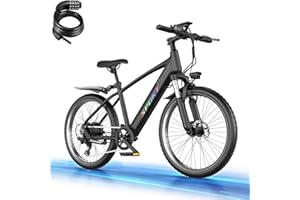 Electric Bike for Adults, 26" Ebike Up to 40KM/H 105 KM Long Range, 1500W Peak Electric Bicycle with 48V 12Ah Removable Batte