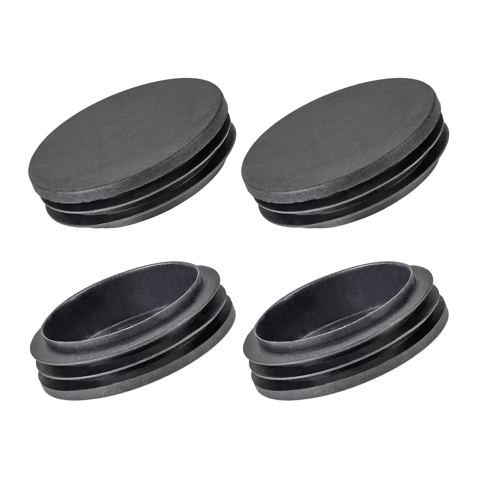 METALLIXITY Round Post End Caps (2.48"x0.67") 4pcs, Plastic Tubing End Cap Plug - for Decoration Furniture, Handrail Stair, Black