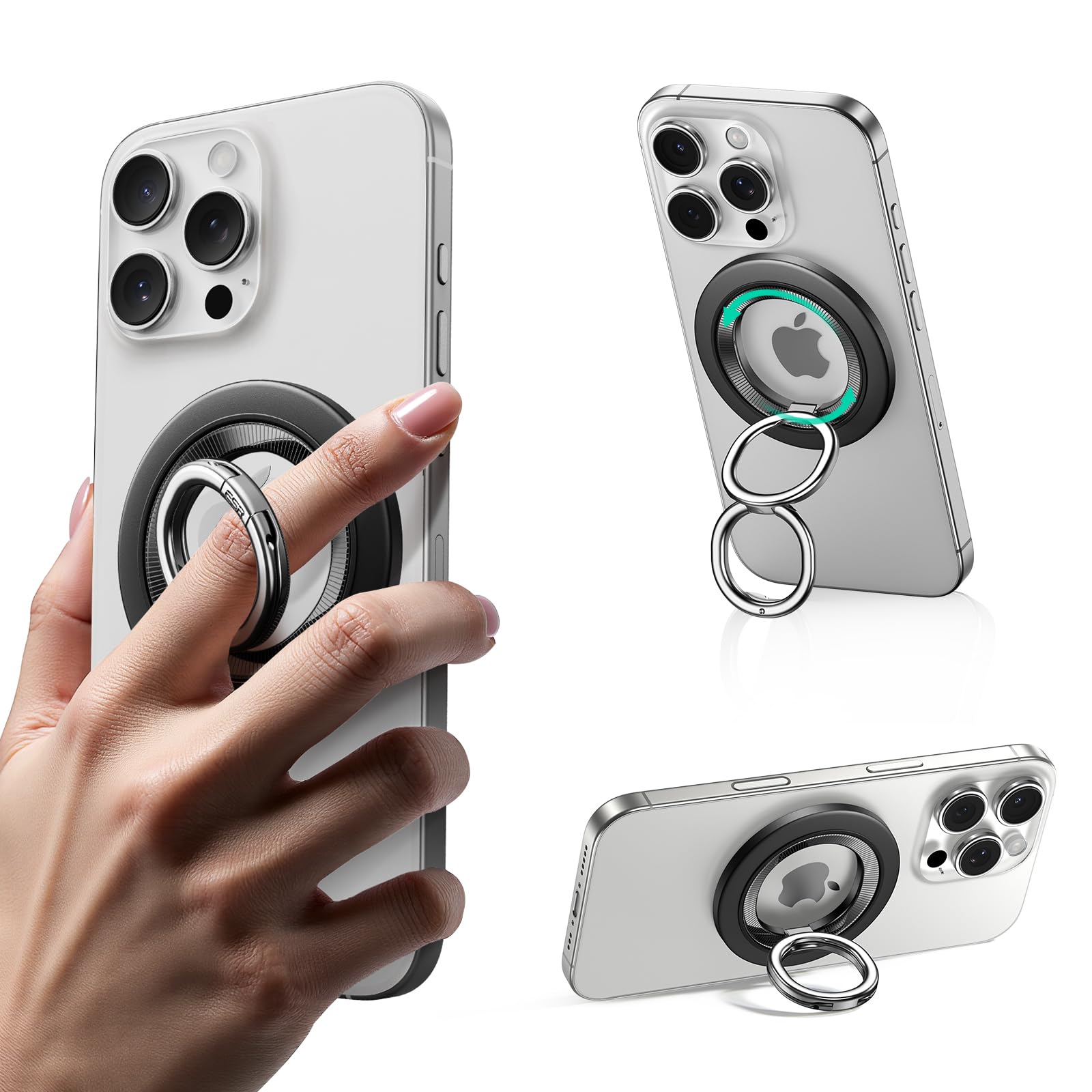 Photo 1 of ESR for MagSafe Phone Grip, Dual-Side Magnetic Phone Grip,360° Adjustable Thin Magnetic Ring Holder Stand,for iPhone 17 16 15 14 13 12, Samsung,All Phones, MagSafe Accessories (2 Metal Rings Included)