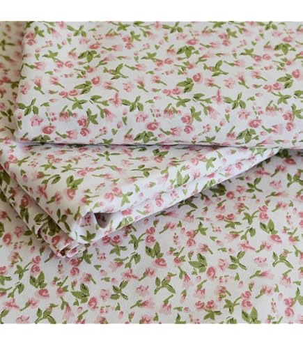 Tissu Popeline Coton Fleur 3 Pétales Ocre Rose