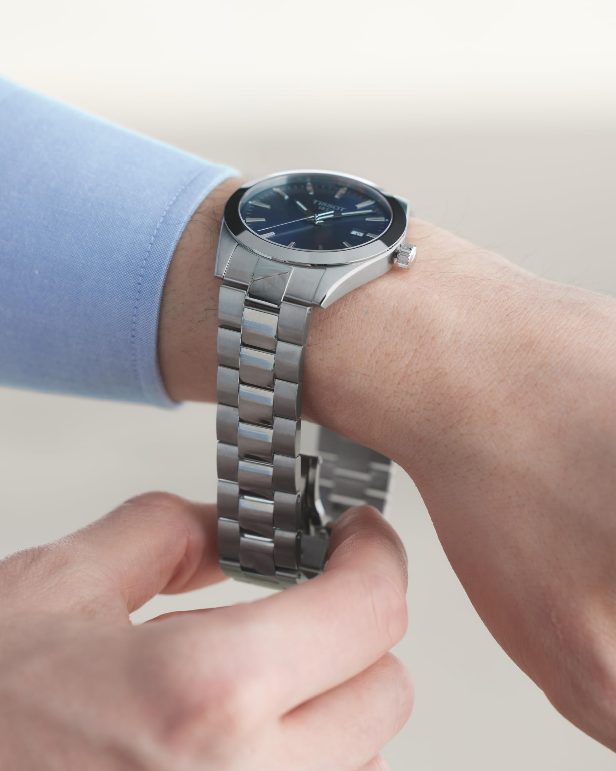 Tissot Mens Gentleman Stainless Steel Dress Watch Grey