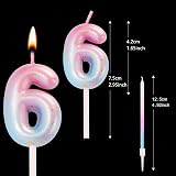 HONGCI Pink Blue 5 Candle Birthday Candles Set 1 Number 6 Long Stick Candles view 3