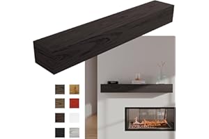 Pennsylvania Woodworks Fireplace Mantel, Handmade in The USA, Oak Wood Wall-Hanging Mantel Shelf, Farmhouse Wall Shelf Design, Easy to Mount and Heavy Duty, 60 in, Large, Midnight Black