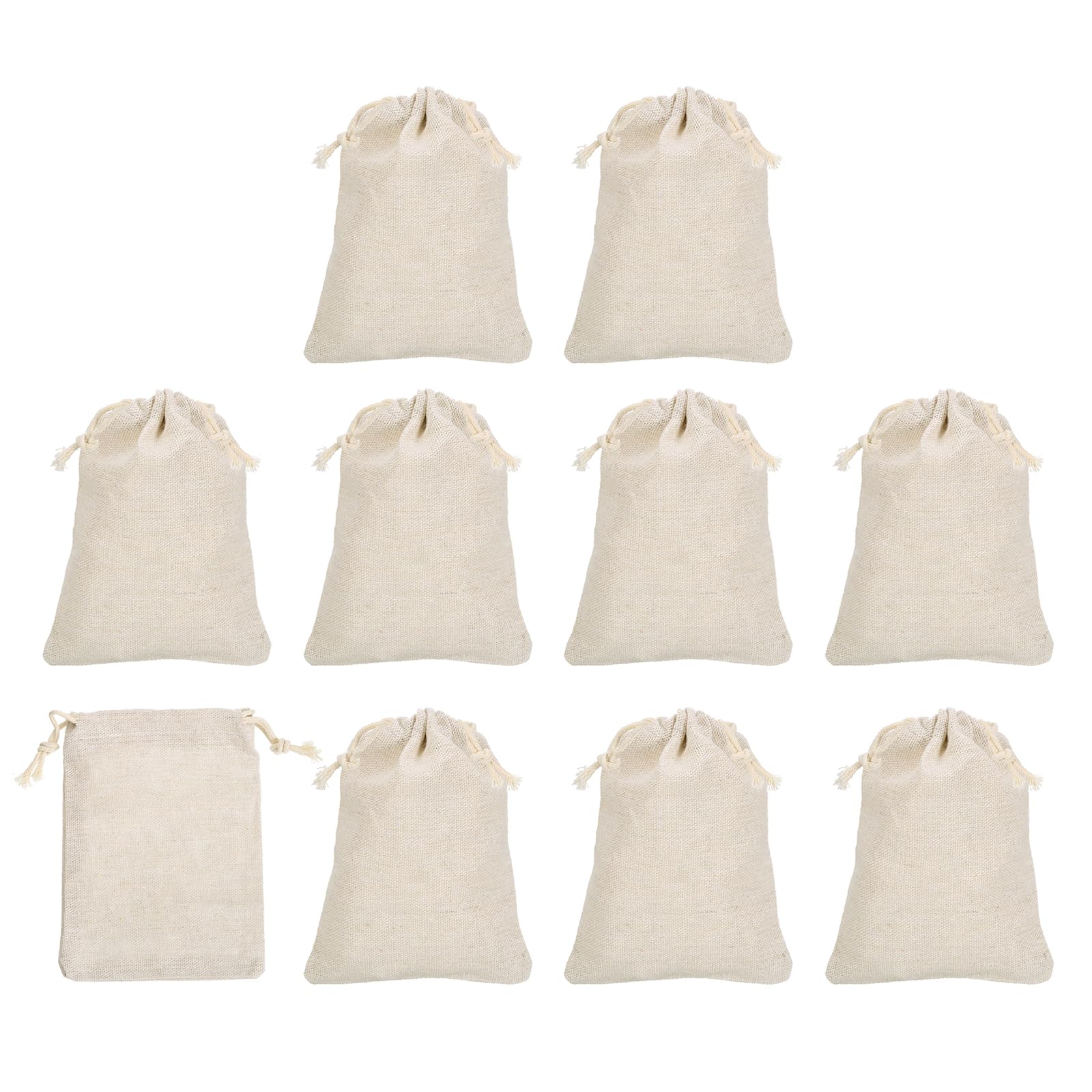 PATIKIL 6"x4" Coin Money Sacks Bag, 10 Pack Bank Deposit Change Transit Bags Cash Bag with Drawstring Currency Bags Gift Bag Style 4, Beige