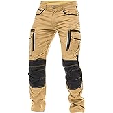 FASHIO FF Mens Construction Pants Utility Work Heavy Duty Workwear Trousers Carpenter Knee Reinforcement Cordura Safety Pants