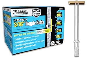 TOGGLER SNAPTOGGLE BA Toggle Anchor, Zinc-Plated Steel Channel, Made in US, 3/8" to 3-5/8" Grip Range, for 3/16"-24 UNC Faste