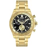 Versace Chrono X Collection Luxury Mens Watch Timepieces with a Gold Bracelet and Case Featuring a Black Dial