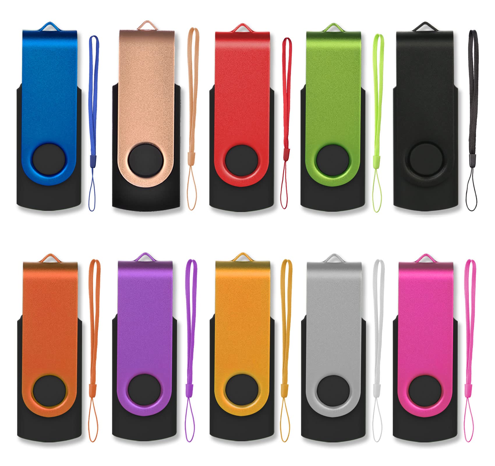 USB Sticks 4GB Pack of 10 AreTop Memory Stick 4GB Rotate Metal High Speed USB 2.0 Flash Drive (10 Colours)