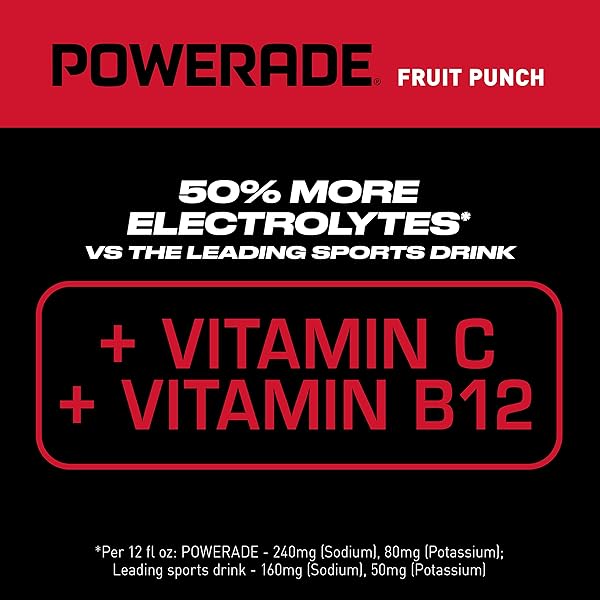POWERADE FRUIT PUNCH, ELECTROLYTE ENHANCED SPORTS DRINK, 20 FL OZ BOTTLES, 8 PACK