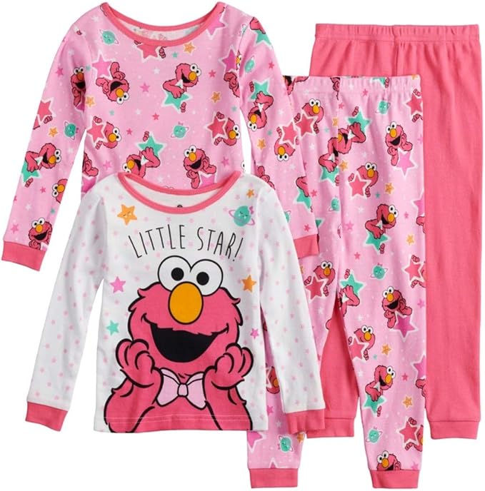Amazon.com: Sesame Street Baby Girls' Elmo 4-Piece Pajama Set, Size 24M ...