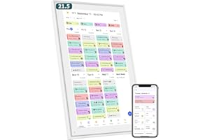 HERNCPTAR 21.5 Inch Smart Digital Calendar – Electronic Chore Chart & Planner with 1920x1080P IPS Touchscreen, Weekly/Monthly Family Organizer for Wall or Desk, White 2025 New Version