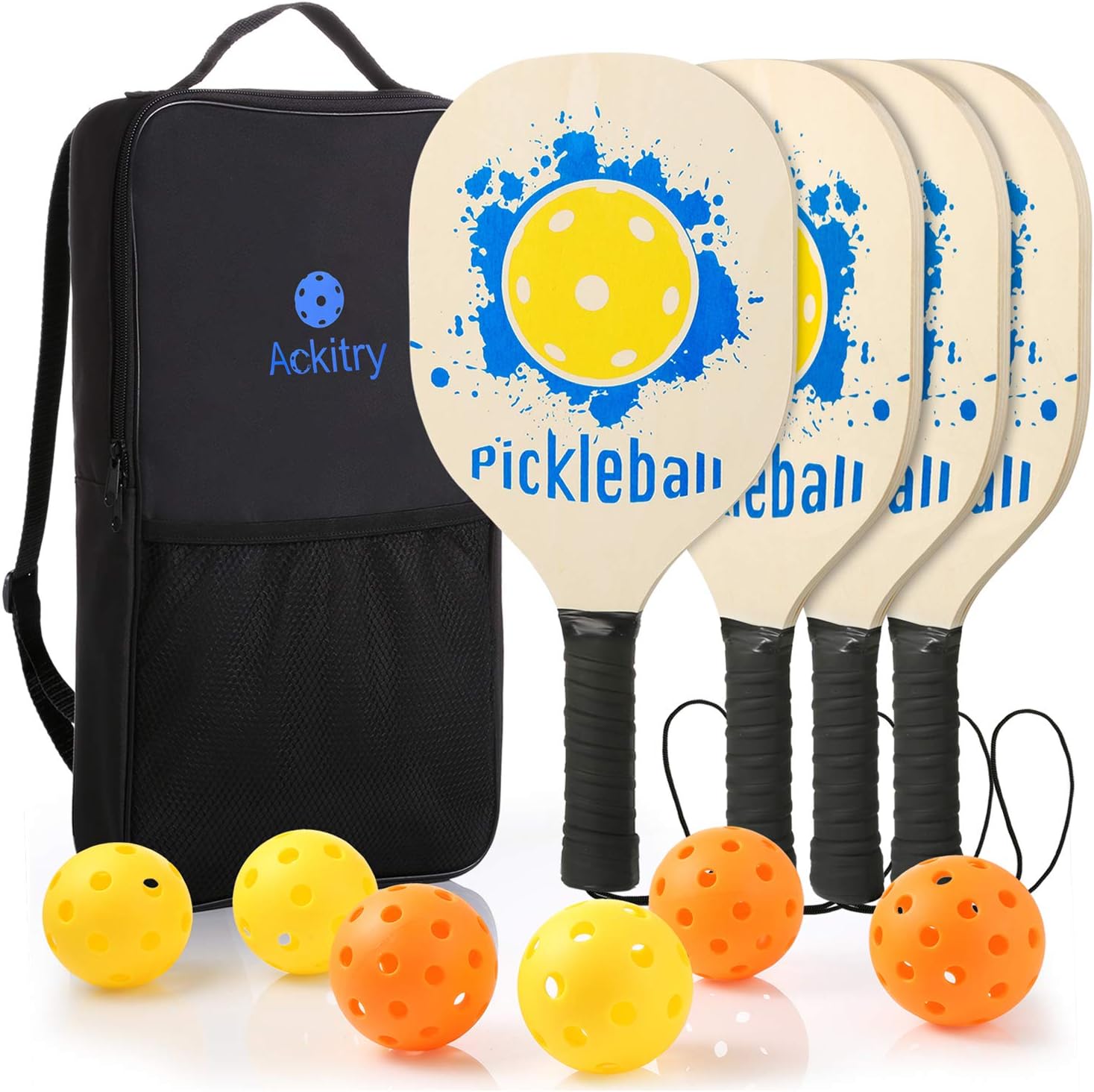 Outdoor Games & Activities 7-ply Basswood Pickleball Rackets Wooden