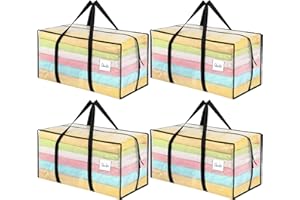 Dntorx 4 Pack 90L Moving Bags, Heavy Duty Moving Totes, Waterproof Storage Bag with tag Window（Clear）