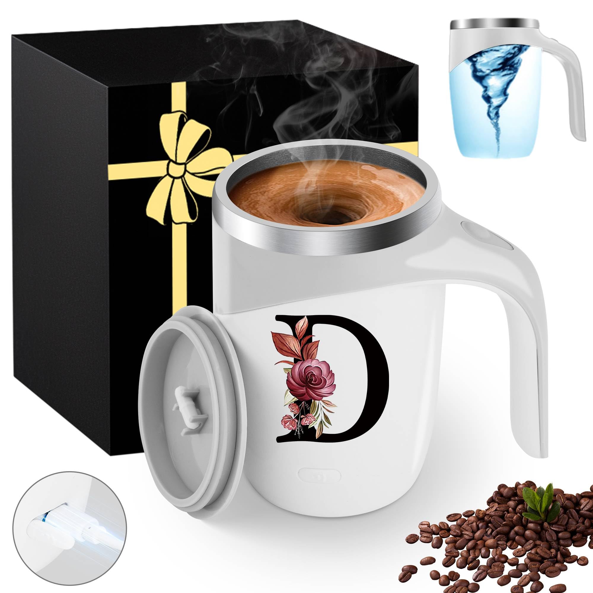 Photo 1 of Initial Magnetic Stirring Coffee Mug Stainless Insulated Travel Cup Cool Grandma Gifts Grandmother Nana Glamma Yaya Abuela Abuelita Mamaw Memaw Mimi Nonna Granny Oma Meme Xmas Monogrammed Present,D