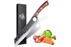 Purple Dragon Chef Knife Meat and Vegetable Cleaver Hand Forged Boning 8.5 Inch Full Tang Design High Carbon Steel Kitchen fo