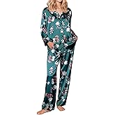 Ekouaer Silk Pajamas for Women Button Down Satin Pj Set Soft Long Sleeve 2 Piece Sleepwear Loungewear S-XXL