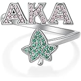 Yorionke AKA Sorority Gifts for Women 925 Sterling Silver AKA Rings AKA Paraphernalia Jewelry for Women