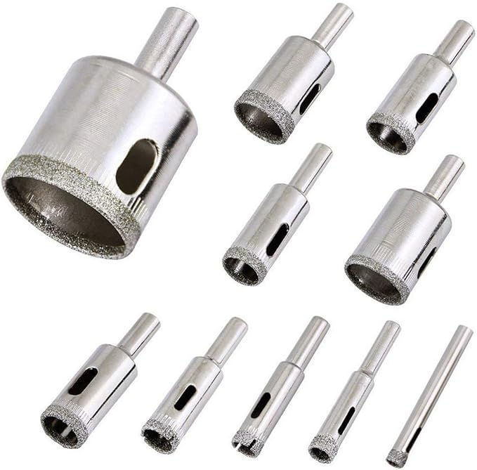 Diamond Drill Bits, 10 PCS Hollow Core Drill Bit Set for Ceramic, Glass, Porcelain Tile Diamond