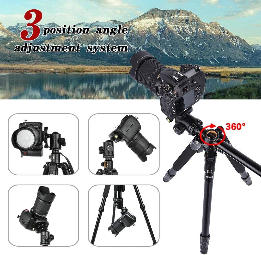 Camera Tripod & Monopod for DSLR, 62'' Professional Horizontal Arm Tripod with 360° Rotatable Metal Ball Head, 4 Sections Compact Aluminum Alloy Tripod for for Canon Nikon Sony Olympus Fuji Projector. : Camera & Photo