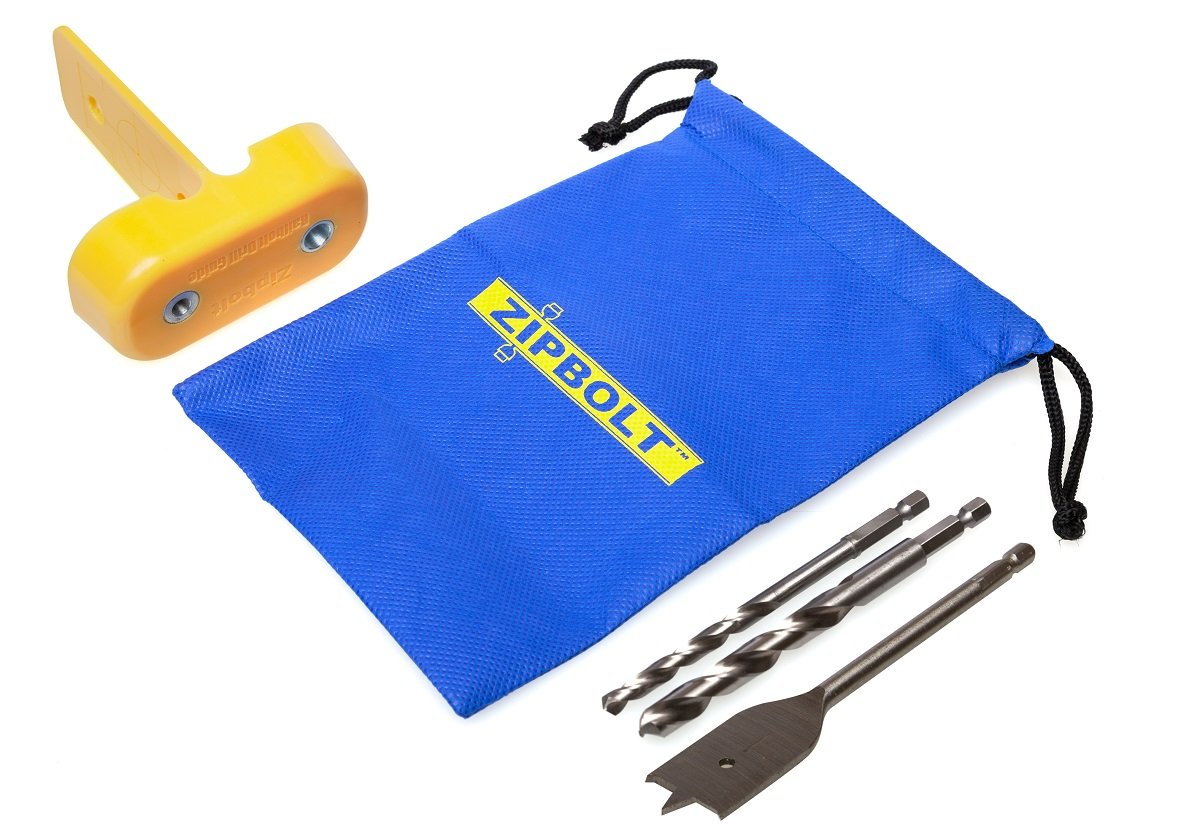 ZIPBOLT QT40.260 1/4-5/16-Inch Stair Connector Jig Drill Bit with 1-Inch Flat Bit - Yellow