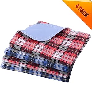 KOOLTAIL Washable Pee Pads for Dogs - Waterproof Dog Mat Non-Slip Plaid Puppy Potty Training Pads, Reusable Whelping Pads Blue & Red