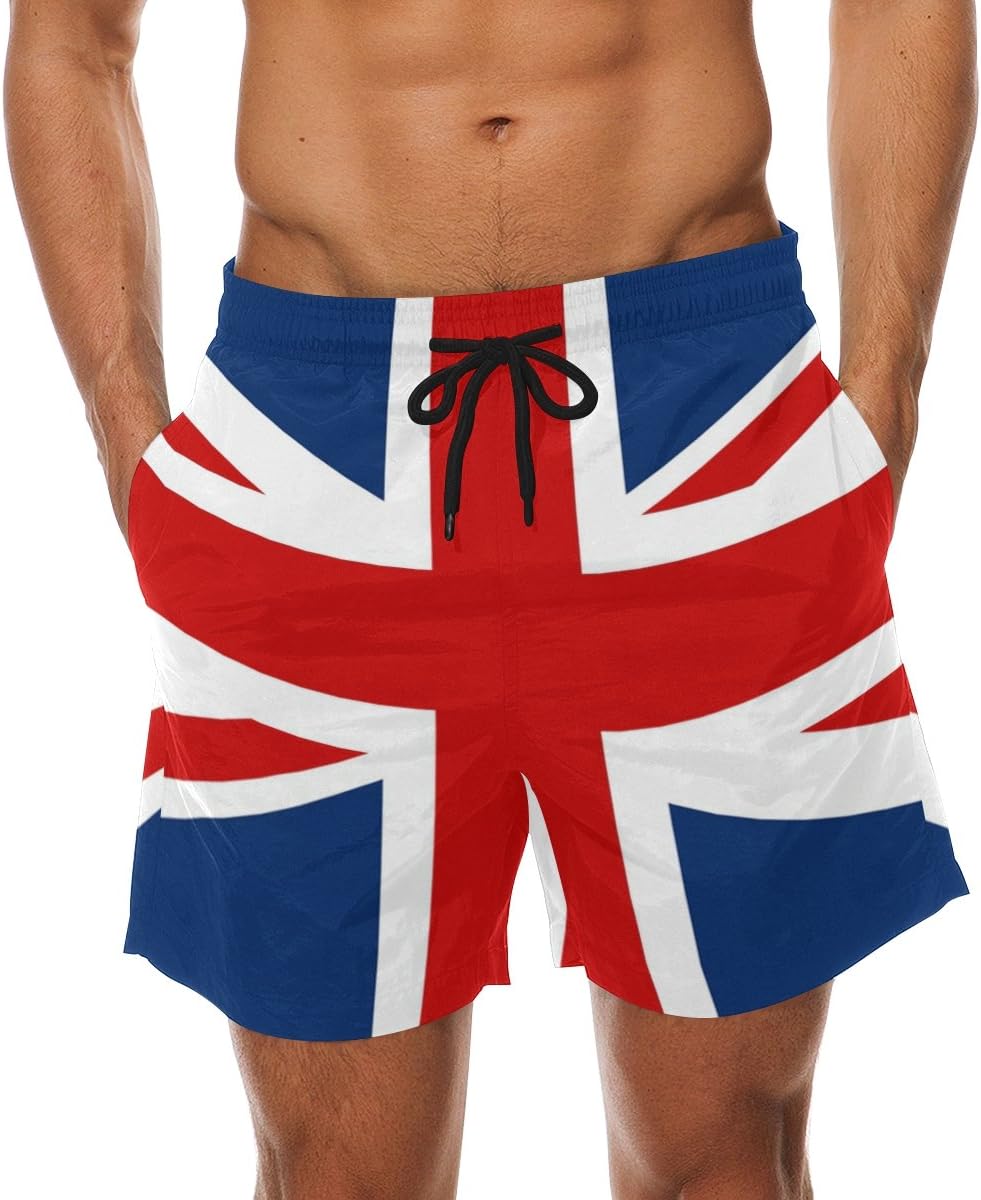 Men's UK British Flag Beach Board Shorts Quick Dry Swim Trunk