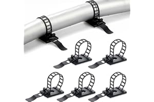 50PCS Adjustable Cable Tie Mounts – Adhesive Cord Clips with Screw Hole, Reusable Cable Organizer for Desk TV PC Gaming Wire 