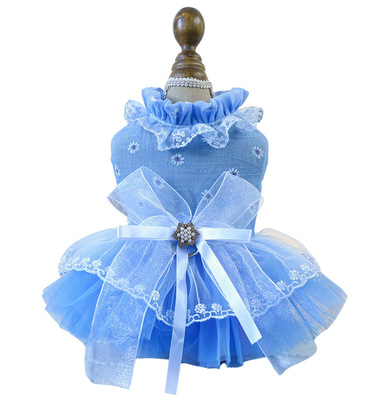 BT Bear Small Dog Dress - Puppy Skirt Bow Dog Princess Dress for Cats - Blue, M