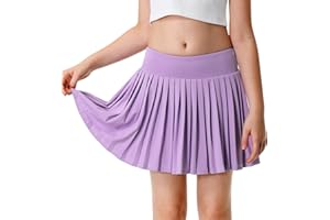 BELEROY Girls Pleated Skirts with Shorts Elastic Girls Tennis Skirt with Pockets Athletic Golf Skirts Skort Casual
