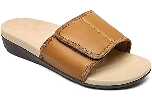 MEGNYA Orthopedic Slides Sandals for Women, Comfortable Plantar Fasciitis Sandals for Flat Feet, High Arch Support Walking Sandals with Adjustable Straps