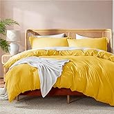 Nestl Yellow Duvet Cover King Size - Soft Double Brushed King Duvet Cover Set, 3 Piece, with Button Closure, 1 Duvet Cover 104x90 inches and 2 Pillow Shams
