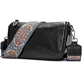 Leather Crossbody Bags for Women Purses: Small Genuine Cross Body Handbags with Wide Shoulder Strap to Travel (Brown)