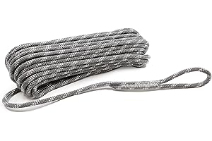 GOLDEN COCK Heavy Duty Polyester Double Braided Rope, 1/4" x 65 Ft (6 mm x 20 m), Gray, Arborist Rigging, Tree Work, Halyard, Sailing, High Strength Support for Camping, Hiking & Utility Use