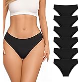 MANGOPOP Women's Bikini Underwear Breathable Stretch Cotton Brief Panties for Ladies Cheeky 6 Pack