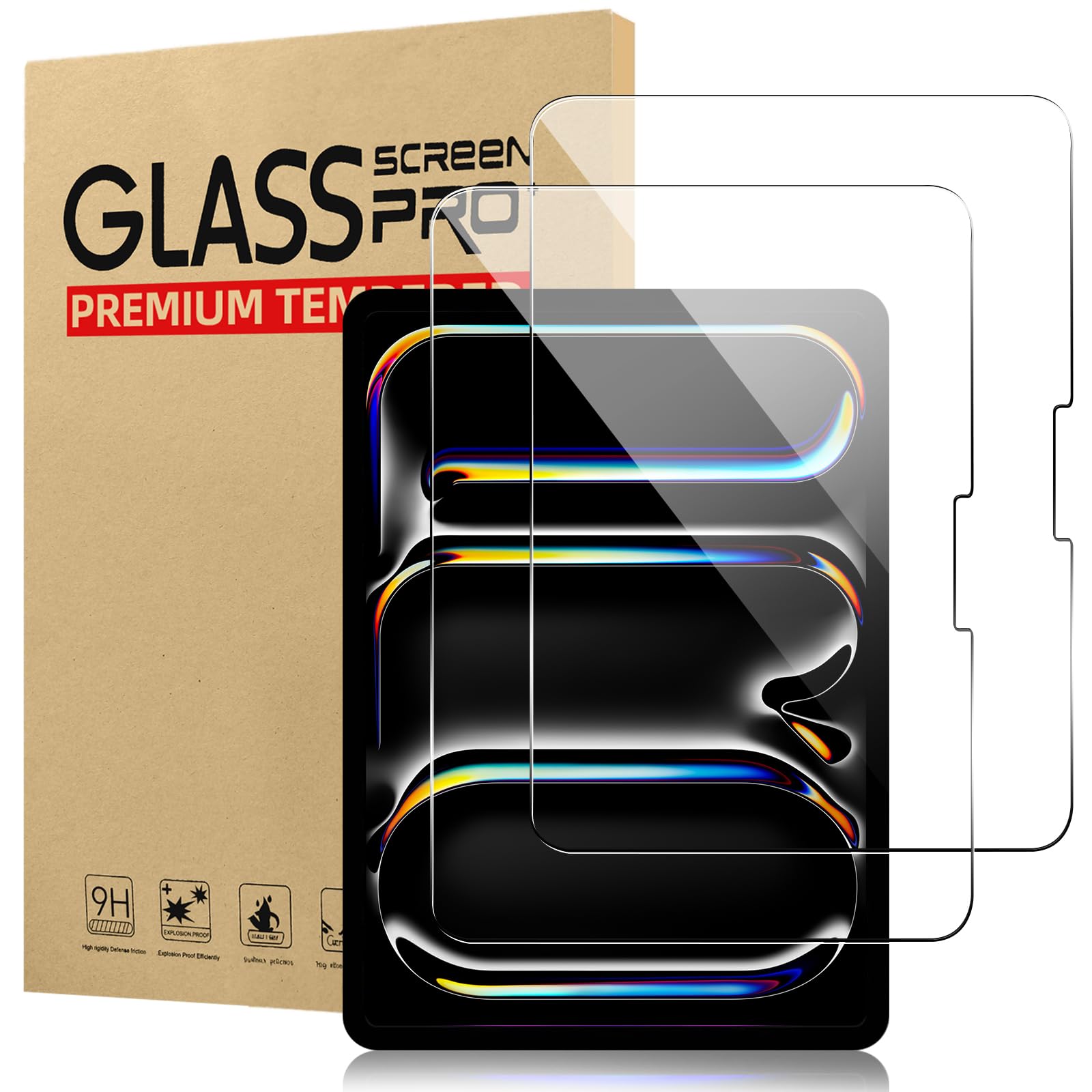 Photo 1 of **POSSIBLY DAMAGED/ PACKAGING BENT*** TSQQST-2 Pack New iPad Pro 13 Inch M4 2024 Screen Protector, HD Clear 9H Tempered Glass Film with Face ID & Apple Pencil Pro Compatible, High Sensitivity Case Friendly, for iPad Pro 7th Generation 13"