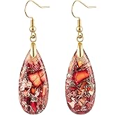 HAISWET Stone Drop Earrings for Women Earrings Teardrop Jasper Stone Dangle Earrings