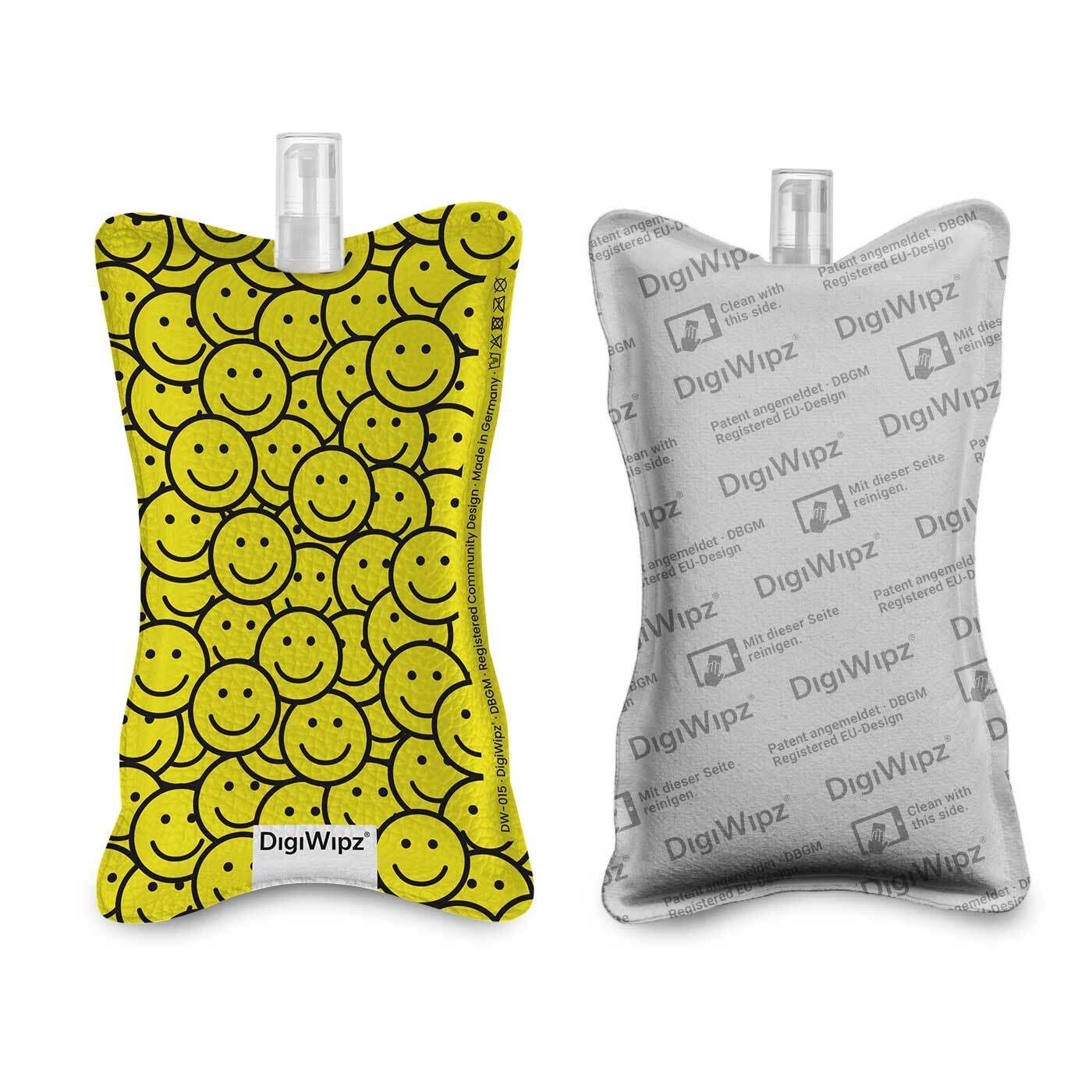 DigiWipz® The ingenious 2-in-1 display cleaner (Lots of smiles) - screen cleaner for displays and touchscreens - screen cleaner microfibre sponge with integrated sprayer