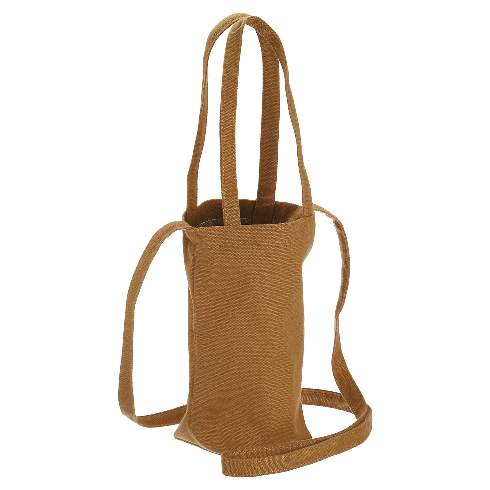 PATIKIL Brown Canvas Reusable Water Bottle Holder with Strap for Camping, Hiking, Fishing