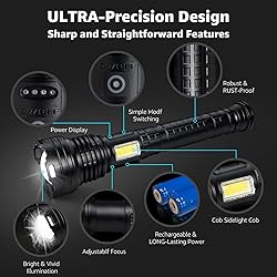 Rechargeable Flashlights 200000 High Lumens, Bright