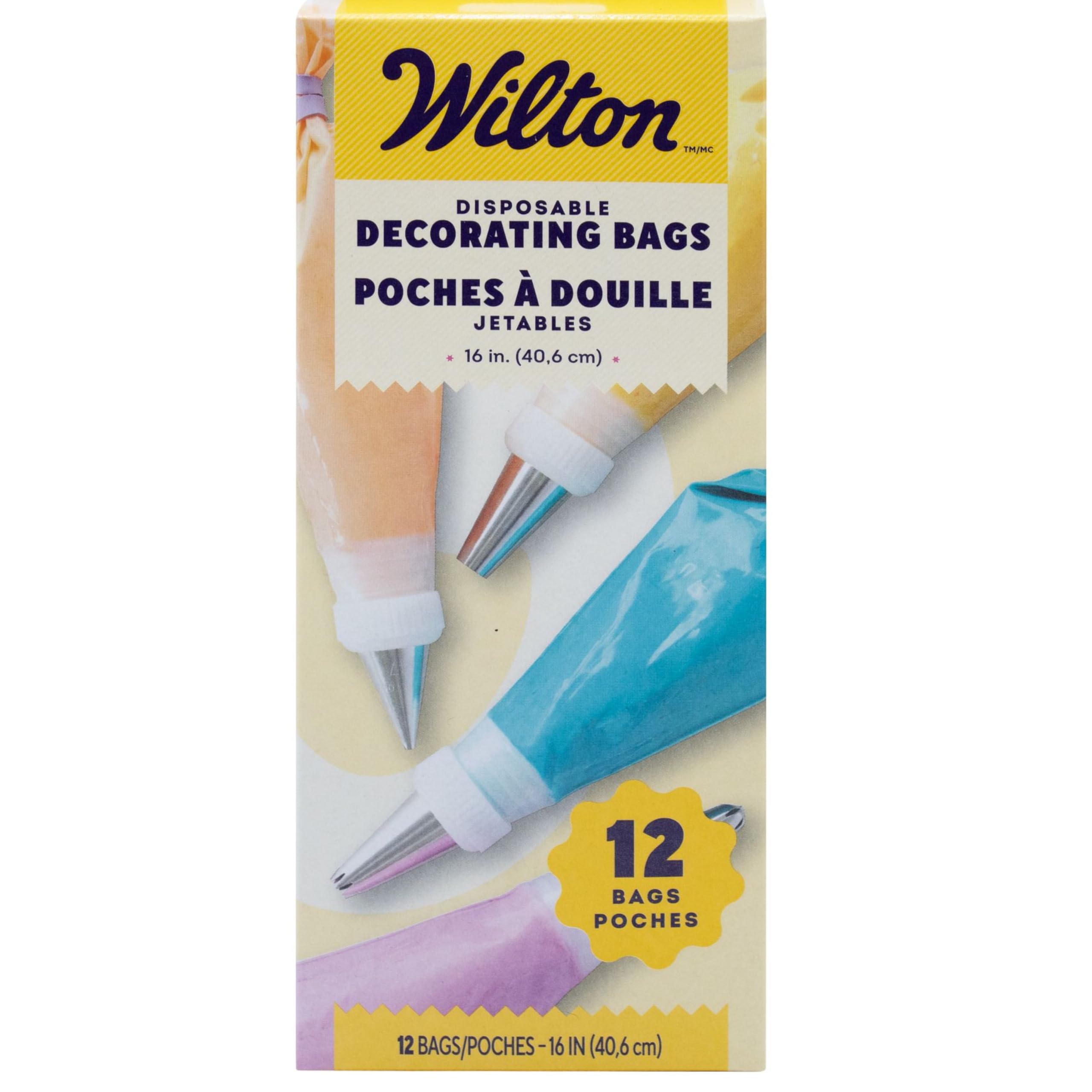 Wilton Disposable Piping Decorating Icing Bags, 40.6cm (16in), pack of 12