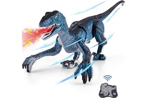 Aotrytion Remote Control Dinosaur Toys for Kids, Dinosaur Toys for Boys Big Walking Velociraptor Dino with Light Sound and Spray Stream Birthday Gift Ideas for Boys and Girls 3-5 4-7 8-12 Year Old