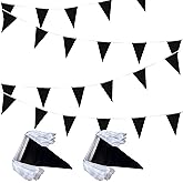 LyButty 100 Feet Black Pennant Banners Flags String Hanging Triangle Bunting Flags,Party Decorations for Grand Opening,Kids Birthday,Carnival,60 PCS