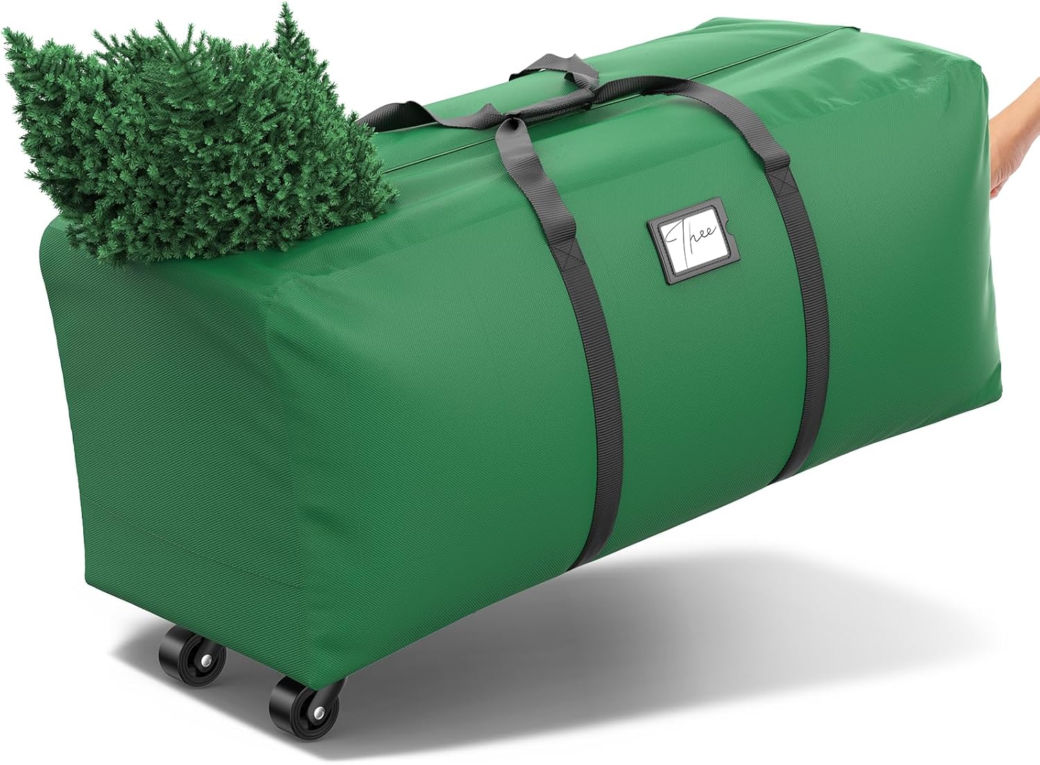 Holiday Décor Storage - Winpull Rolling Christmas Tree Storage Bag, Fits Up to 9Ft Artificial Disassembled Christmas Tree, Extra Large Heavy Duty Xmax Storage Container with Wheels & Dual Zippers & Reinforced Handles (Green)