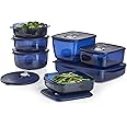 Tupperware Brand Vent ‘N Serve 7 Container Set - Prep, Freeze & Reheat Meals + Lids - Dishwasher, Microwave & Freezer Safe - BPA Free